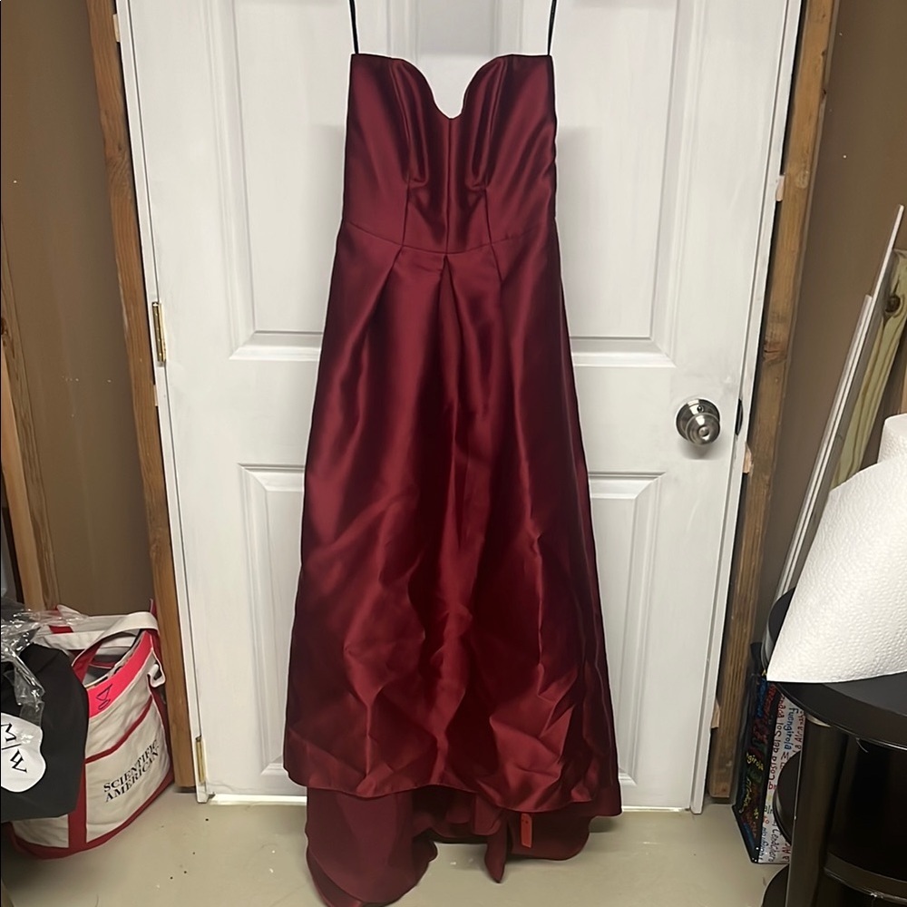 Alfred Sung Burgundy Strapless Gown